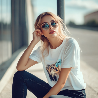 Fotodruk Girl In A T Shirt With A Print V 6.1 30c3af56 C876 4cc9 B859 8d235d7947f9 0